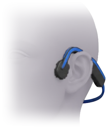 Bone-conduction headphones, worn on a mannequin head.